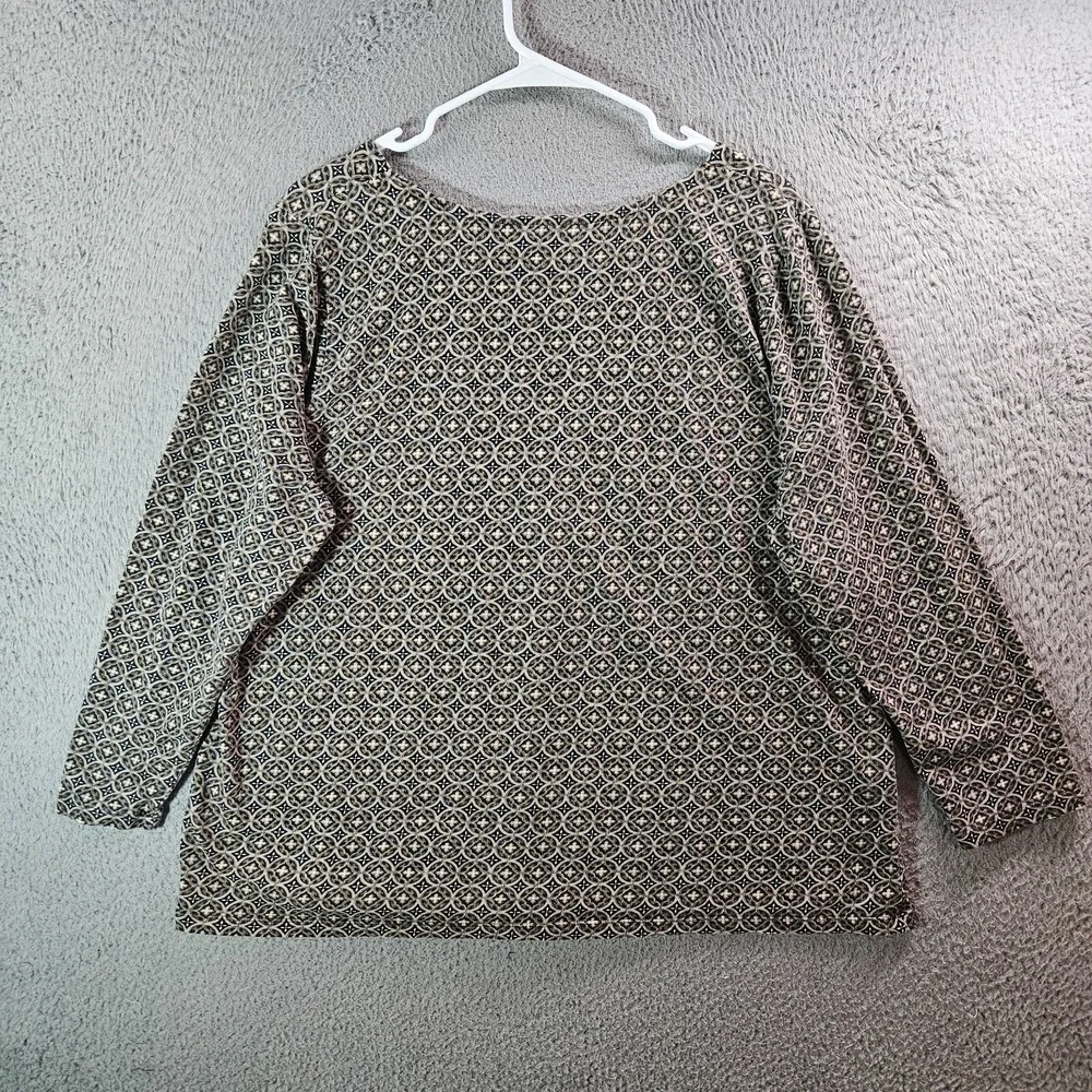 J Jill Tee Top Women XL Stretch Geometric Print Gray‎ Black White - Picture 7 of 10